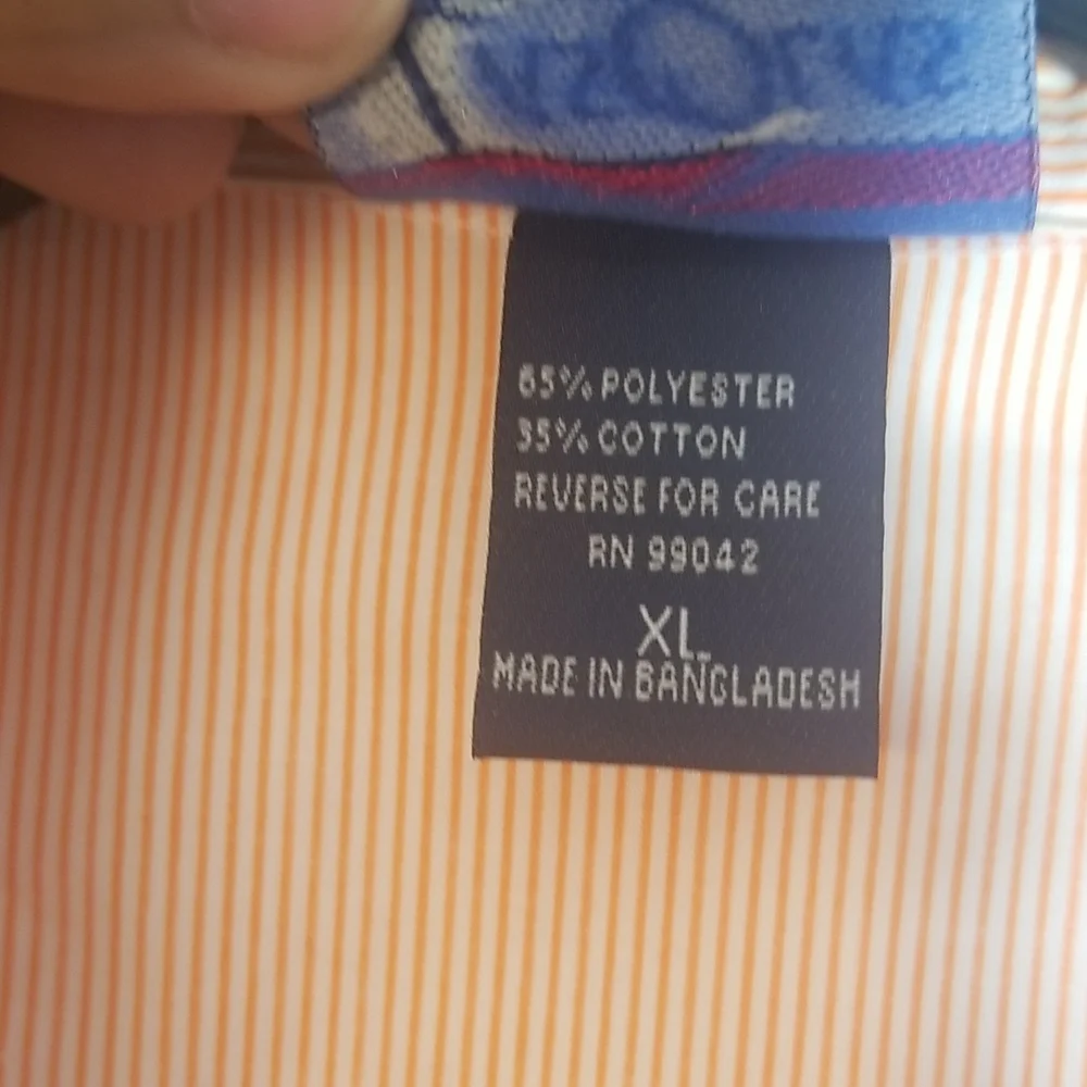 Orange pinstripe XL Las Olas Women's blouse, button up with  bedazzled decor - Picture 5 of 5